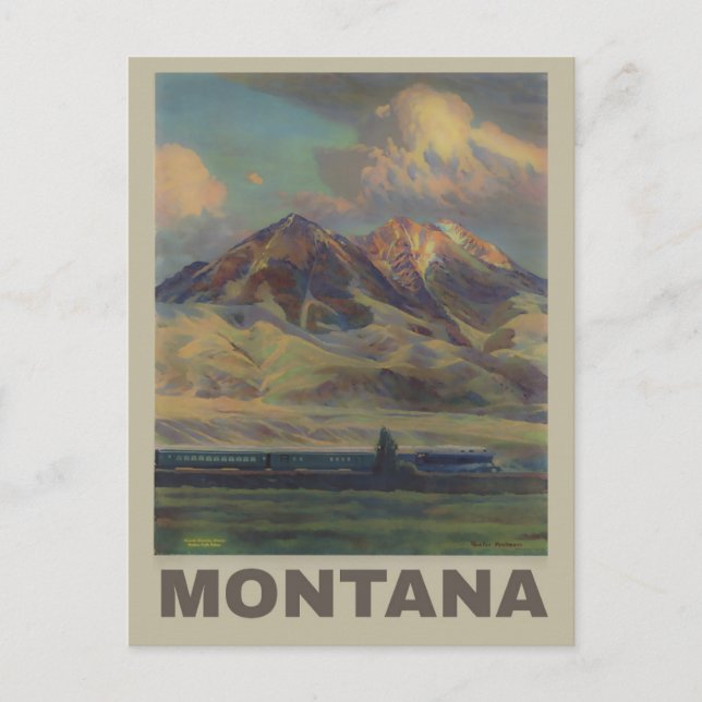 Cartão Postal Vintage Montana Mountain Viagem (Frente)