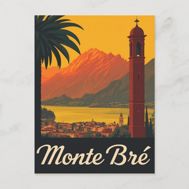 Cartão Postal Vintage Monte Bré Viagem (Frente)