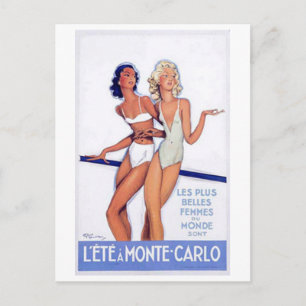 Cartão Postal Vintage Monte Carlo, Mônaco -
