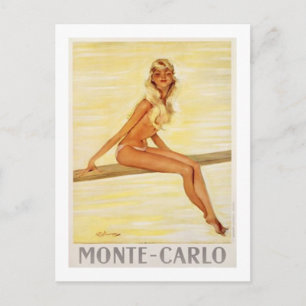 Cartão Postal Vintage Monte Carlo, Mônaco -