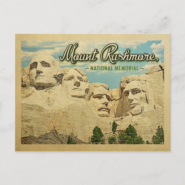 Cartão Postal Vintage Monte Rushmore Memorial Naci (Frente)