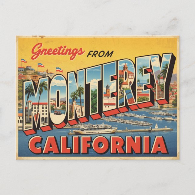 Cartão Postal Vintage Monterey Viagem (Frente)