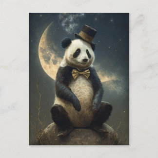 Cartão Postal Vintage Moon Panda Bear