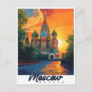 Cartão Postal Vintage Moscou, Rússia Viagem