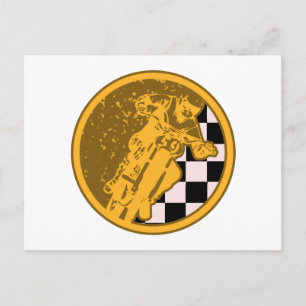 Cartão Postal Vintage Motorcross Racing Checkered Flag