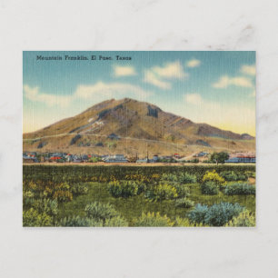 Cartão Postal Vintage, Mountain Franklin, El Paso, Texas