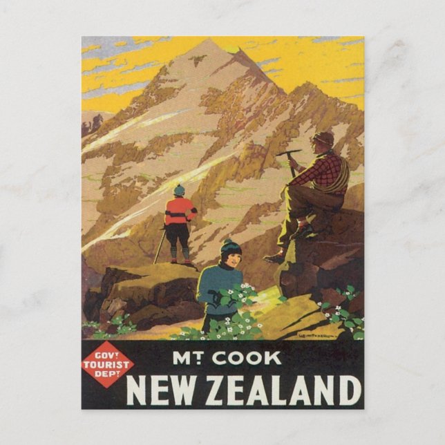 Cartão Postal Vintage Mt. Cook Nova Zelândia (Frente)