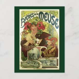 Cartão Postal Vintage Mucha Beer Advertisement