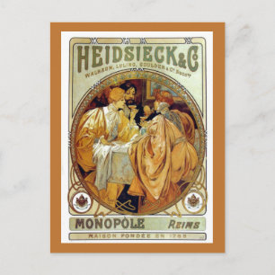 Cartão Postal Vintage Mucha Heidsieck & Co.