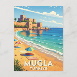 Cartão Postal Vintage Mugla Turkey Viagem