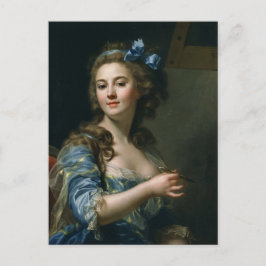 Cartão Postal Vintage, mulher francesa de arte em vestiário azul
