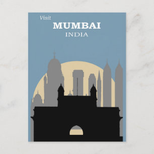Cartão Postal Vintage Mumbai India City Skyline Viagem