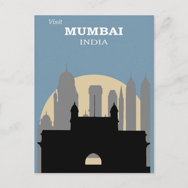 Cartão Postal Vintage Mumbai India City Skyline Viagem (Frente)