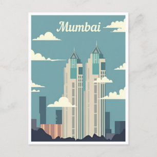 Cartão Postal Vintage Mumbai, Índia - turismo de aquarelas Viage
