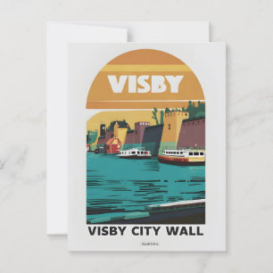 Cartão Postal Vintage Muralha da Cidade de Visby –