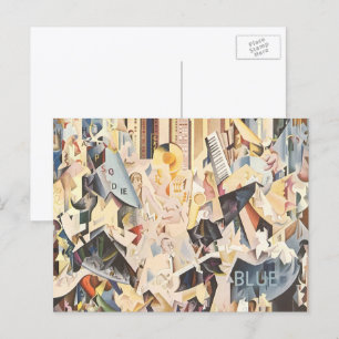 Cartão Postal Vintage Music, Art Deco Jazz, Rhapsody em Azul