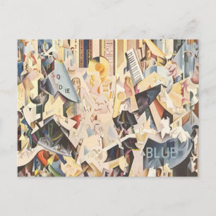 Cartão Postal Vintage Music, Art Deco Jazz, Rhapsody em Azul