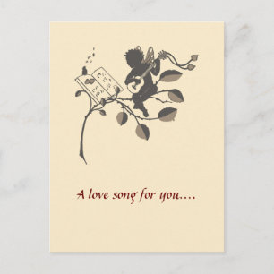 Cartão Postal Vintage musical angel silhouette