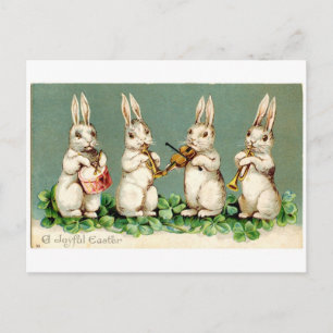 Cartão Postal Vintage Musical Bunnies