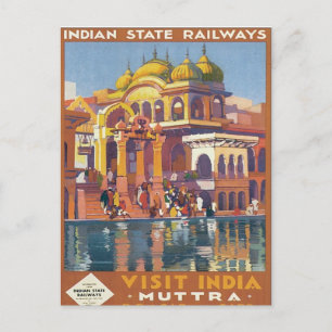 Cartão postal Vintage Muttra Mathura India