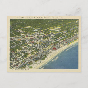 Cartão Postal Vintage Myrtle Beach South Carolina Vista Aérea