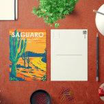 Cartão Postal Vintage na Arizona do Parque Nacional do Saguaro<br><div class="desc">Trabalho de arte de vetor Saguaro. O parque é batizado para o grande cactus saguaro,  nativo de seu ambiente deserto.</div>