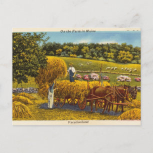 Cartão Postal Vintage, na Fazenda do Maine, Vacationland