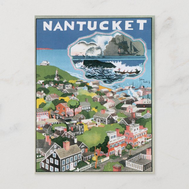 Cartão Postal Vintage Nantucket Massachusetts (Frente)