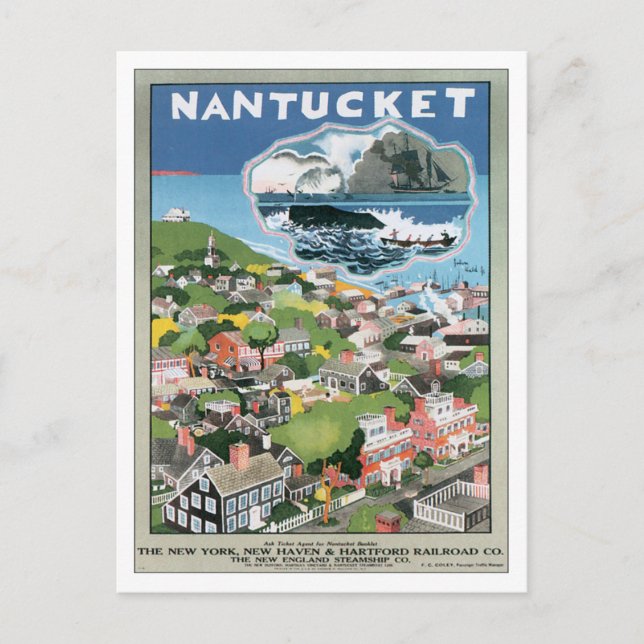 Cartão Postal Vintage Nantucket Massachusetts (Frente)