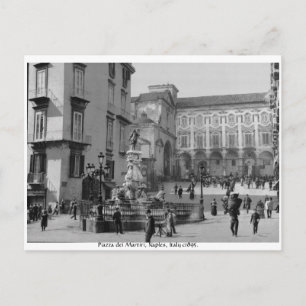 Cartão Postal Vintage Nápoles Itália monumento - Piazza dei Ma