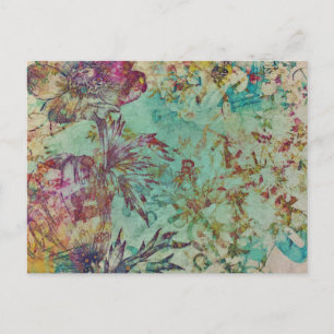 Cartão Postal Vintage Nature Poppy Tulip Floral Abstrato Garden