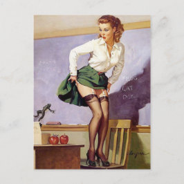Cartão Postal Vintage Naugher Teacher Pin Up Girl