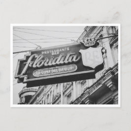 Cartão Postal Vintage Neon - Sinal em Floridita, Bar em Havana,