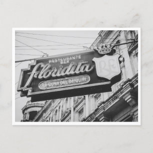 Cartão Postal Vintage Neon - Sinal em Floridita, Bar em Havana, 