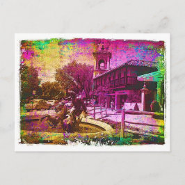 Cartão Postal Vintage Neptune Fonte Colorida Grunge
