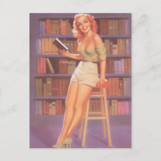 Cartão Postal Vintage Nerdie Pin Up Girl