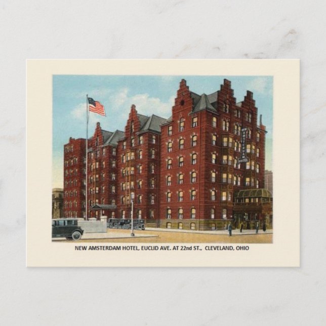 Cartão postal Vintage New Amsterdam Hotel Clevelan (Frente)