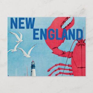 Cartão Postal Vintage New England Lobster Lighthouder Posto Viag