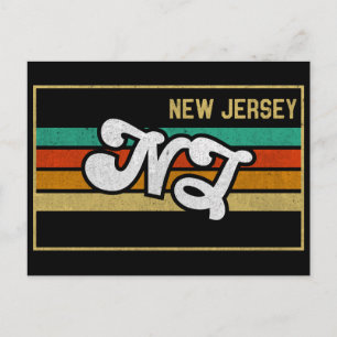 Cartão Postal Vintage New Jersey NJ State Typografia Souvenir