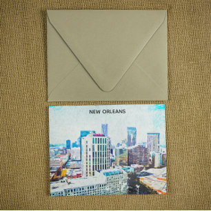 Cartão Postal Vintage New Orleans Louisiana City Silhouette
