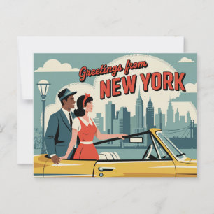 Cartão postal Vintage New York Saudações de