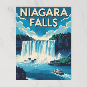 Cartão Postal Vintage Niagara Falls Tour Boat