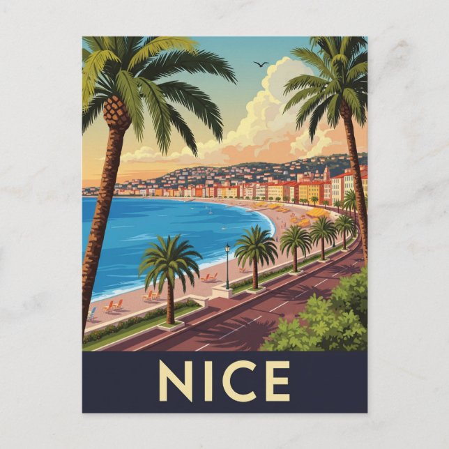 Cartão Postal Vintage Nice France Viagem (Frente)