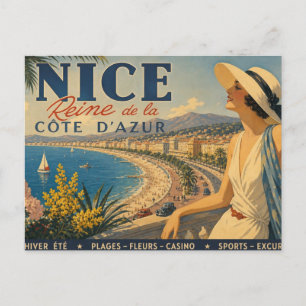 Cartão Postal Vintage Nice Rainha Cote D'Azur