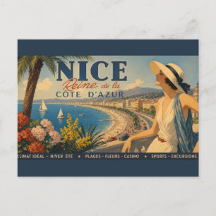 Cartão Postal Vintage Nice Rainha Cote D'Azur