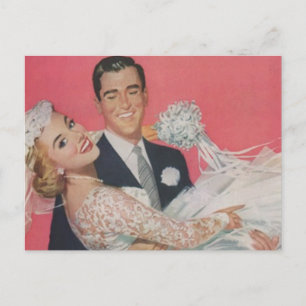 Cartão postal Vintage Noiva Feliz Casal de Noivos 