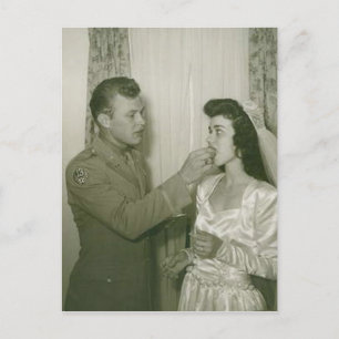 Cartão Postal Vintage Noiva Romântica e Fotos de Groom