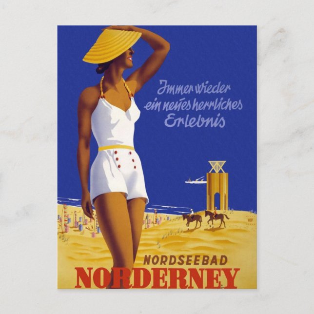 Cartão Postal Vintage Norderney Alemanha (Frente)