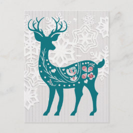 Cartão Postal Vintage Nordic Elk Deer com Feriado de Neve