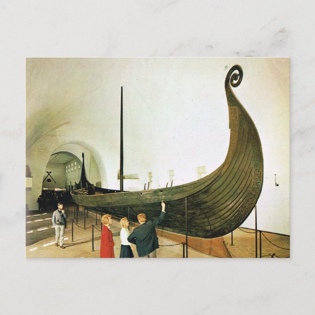 Cartão Postal Vintage Norway, navio Gokstad (Frente)